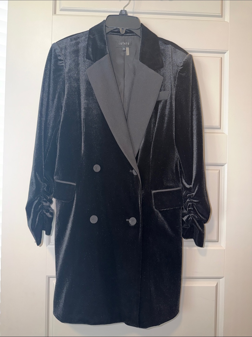 STATE Black Velvet Double-Breasted Blazer Dress-NWOT